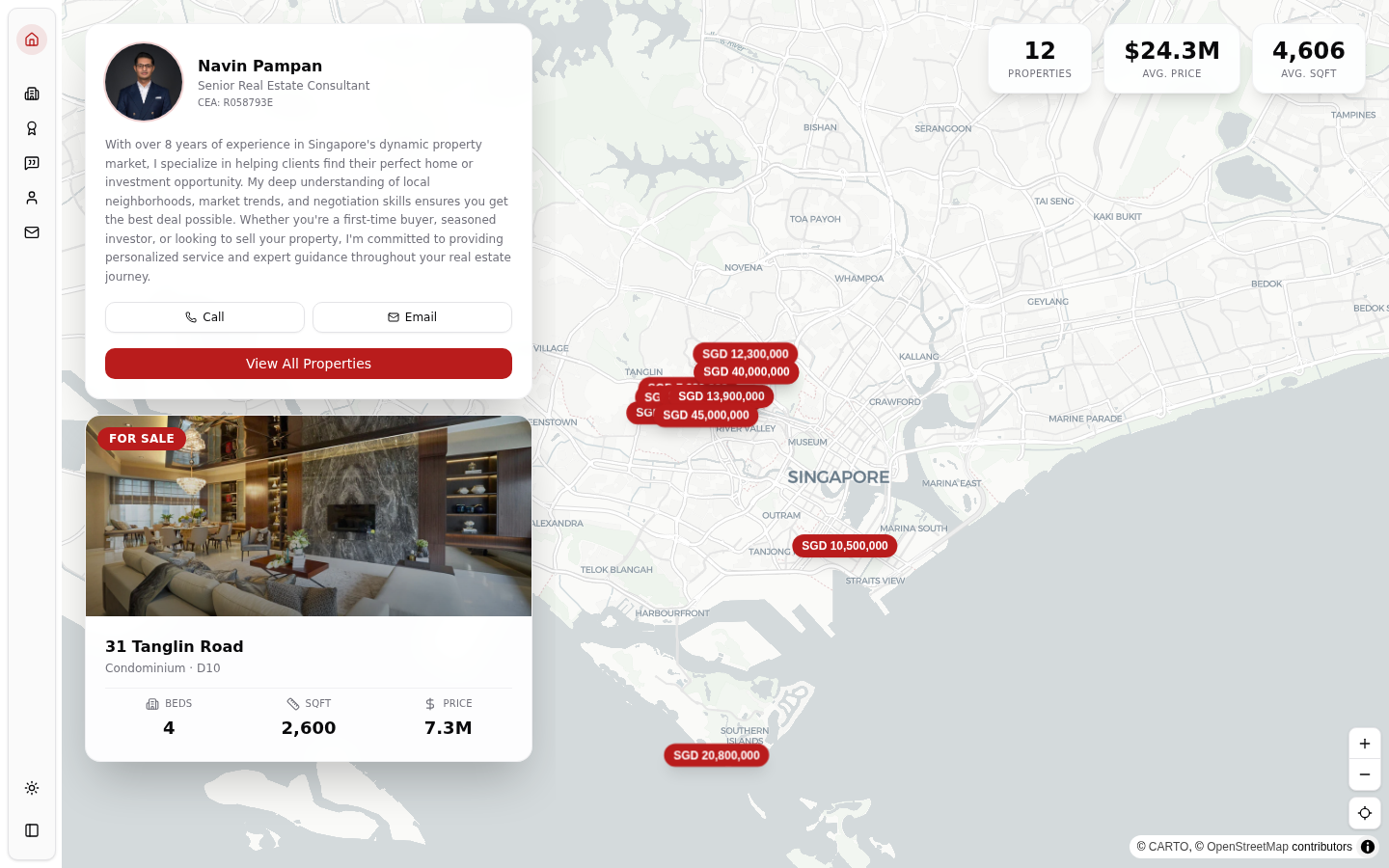 Map Centric realtor template — location-focused map layout