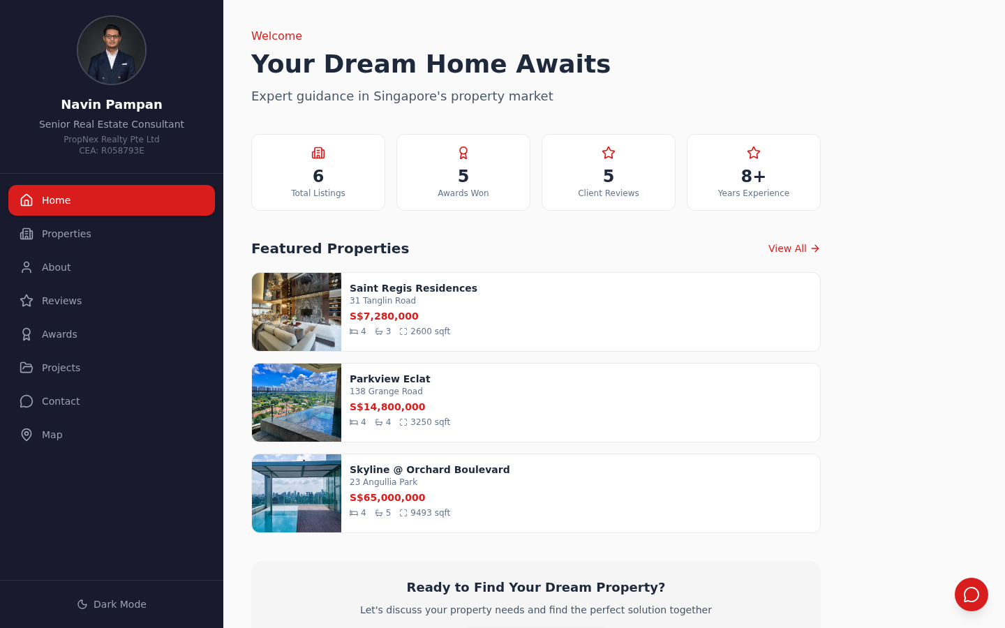 Split Screen realtor template — dual-panel side-by-side layout